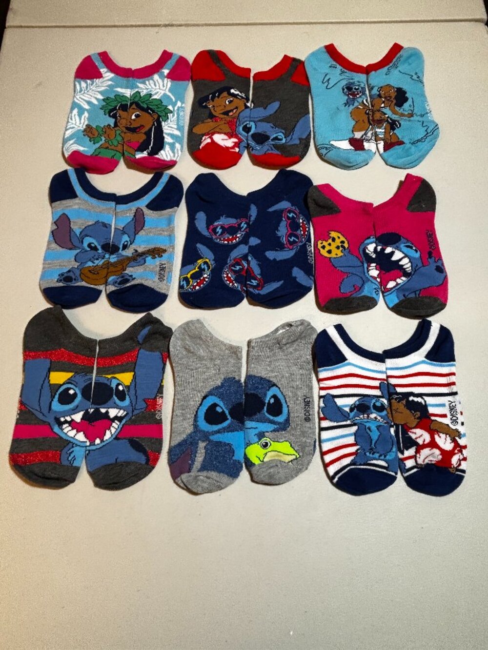 Disney Lilo & Stitch Ankle Socks 9-Pack – Low Cut No Show Socks – One Size NEW